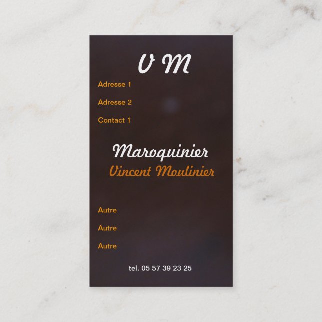 Carte de visite cuir visitkort (Framsida)