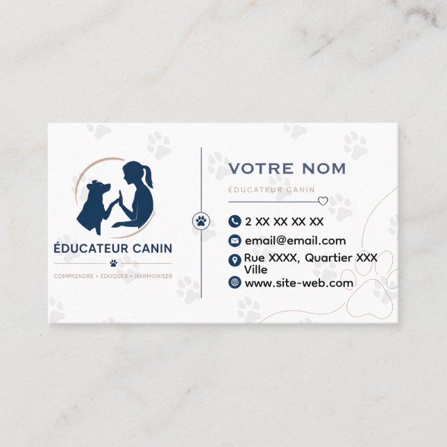 Carte de visite éducateur canin personnalisable  visitkort (Framsida)