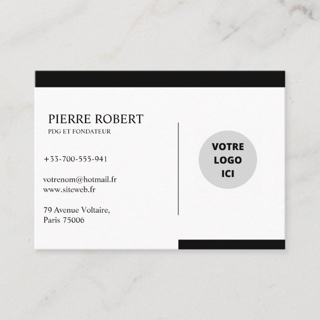 CARTE DE VISITE ÉLÉGANTE ET PERSONNALISÉE VISITKORT (Framsida)