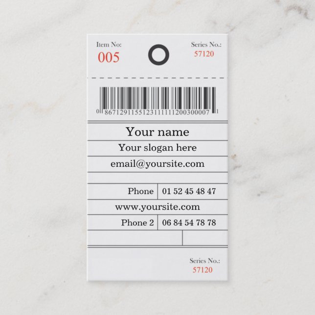 Carte de visite etiquette visitkort (Framsida)