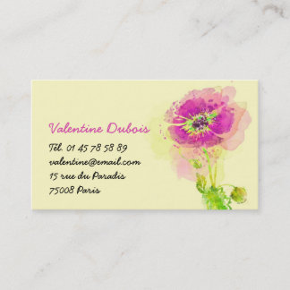 Carte de visite Fleur Aquarelle Visitkort