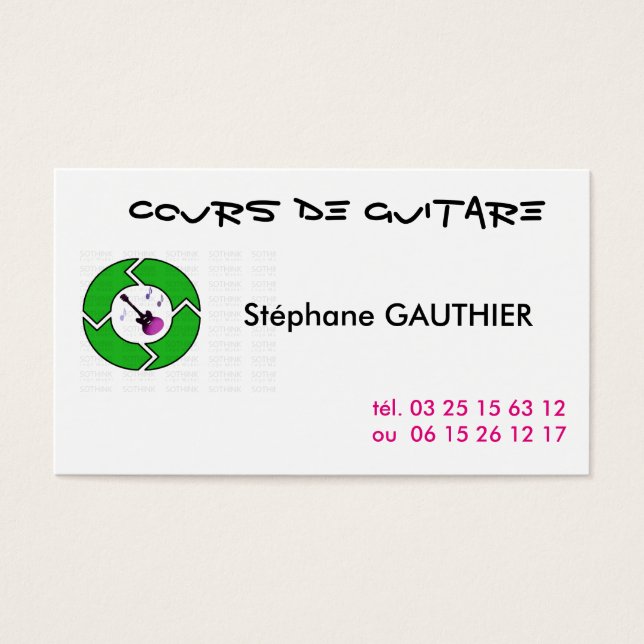 CARTE DE VISITE GUITARE VISITKORT (Framsidan)
