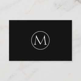 Carte de visite noire minimaliste avec monogramme visitkort