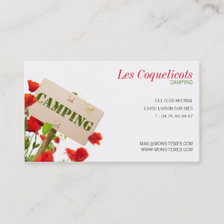 Carte de visite professionnelle, camping visitkort