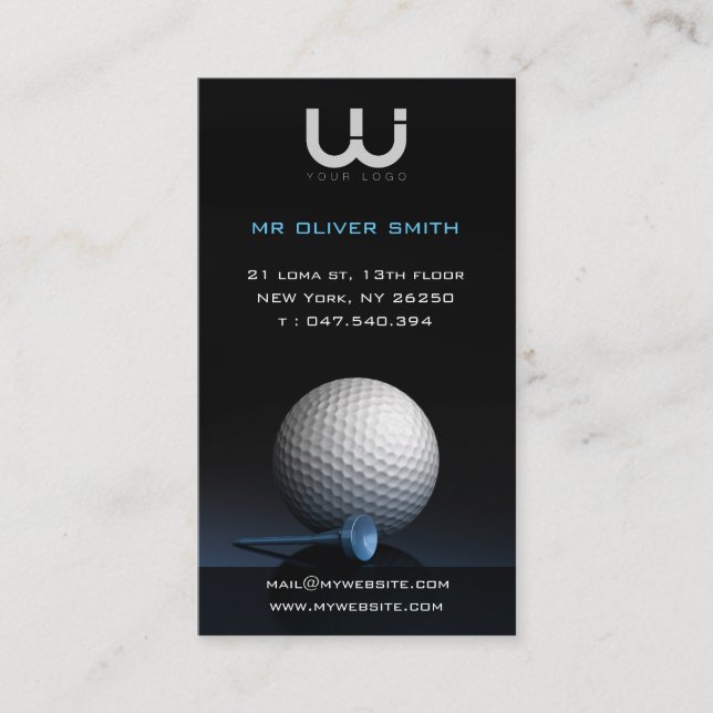 Carte de visite professionnelle, fond noir golf visitkort (Framsida)