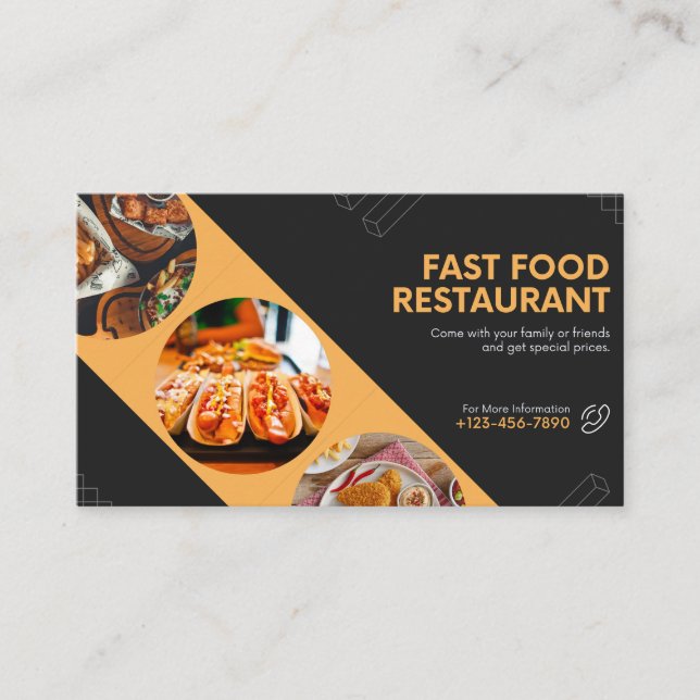 carte de visite restaurant fast food visitkort (Framsida)