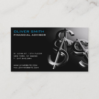 Carte de visite sur fond noir finance et dollar visitkort