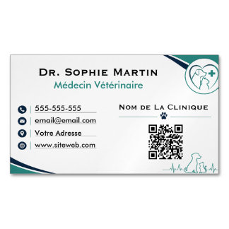 Carte de Visite Vétérinaire Moderne Personnalisée Magnetiska Visitkort