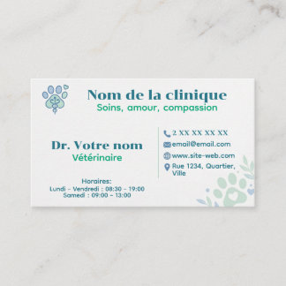 Carte de visite vétérinaire personnalisée visitkort