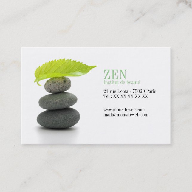 Carte de visite Zen avec un empilage de galets Visitkort (Framsida)