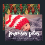 Carte de voeu fotomoderne Joyeuses Fêtes Julkort<br><div class="desc">Un stil simple et élégant pour cette carte de voeu en français,  personnalisable avec votre photer.</div>