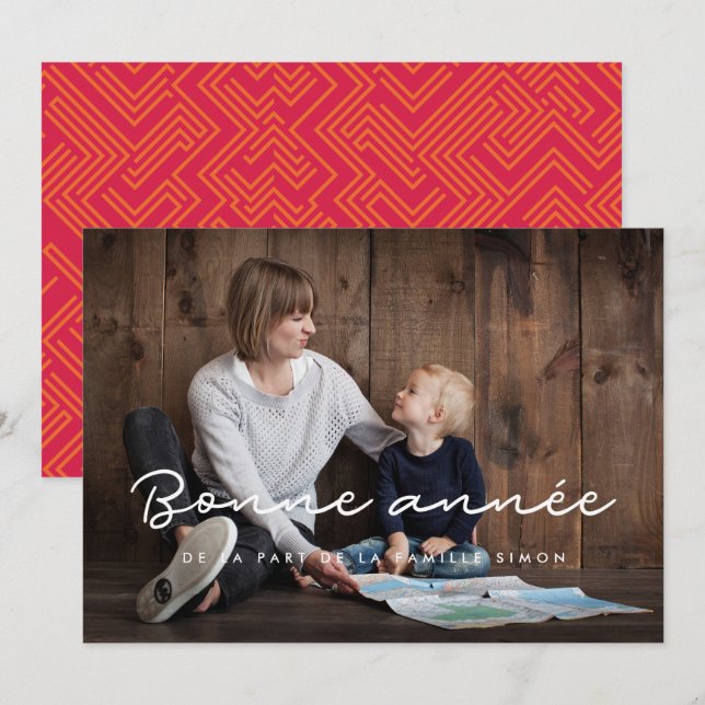 Carte de voeu-fotot Bonne année personnalisable Julkort (Fram/baksida)