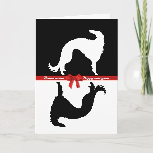 Carte de voeux Barzoï YIN Helgkort (Framsida)