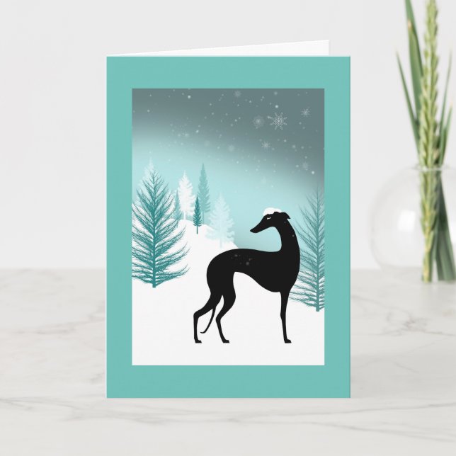Carte de voeux Greyhound sous la neige Helgkort (Framsida)