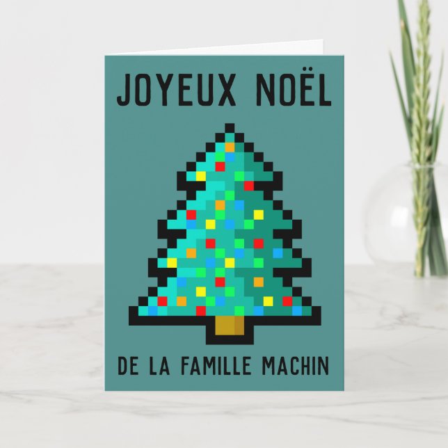 Carte de voeux Joyeux Noël - pixelteckning sapin 8 Helgkort (Framsida)