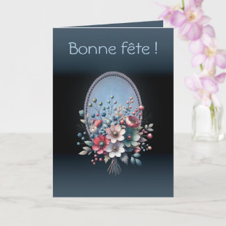 Carte de voeux pliée Azur fleuri Kort