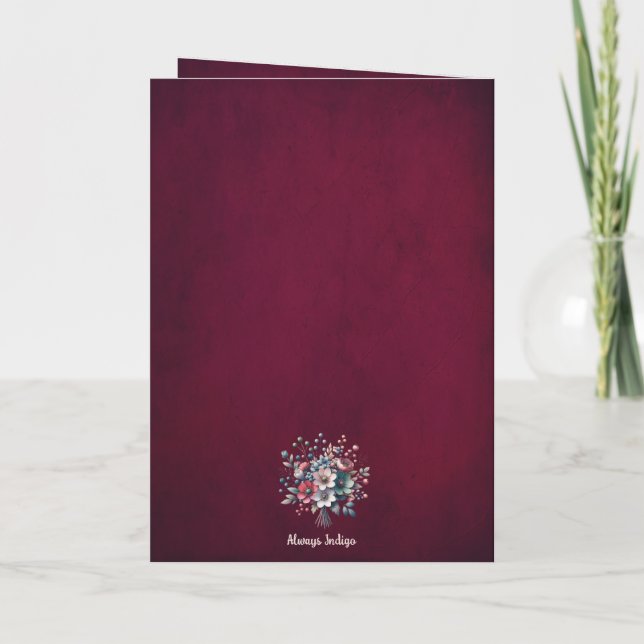 Carte de voeux pliée,  Magnolia framboise  Kort (Baksida)