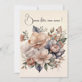Carte de voeux simple Boho mon jardin fleuri Kort