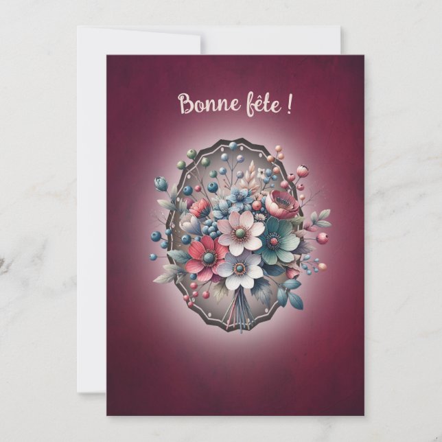 Carte de voeux simple, Magnolia framboise  Kort (Framsida)