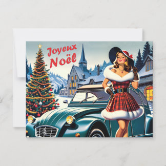 carte de voeux vin joyeux noël citroën 2CV  Vykort