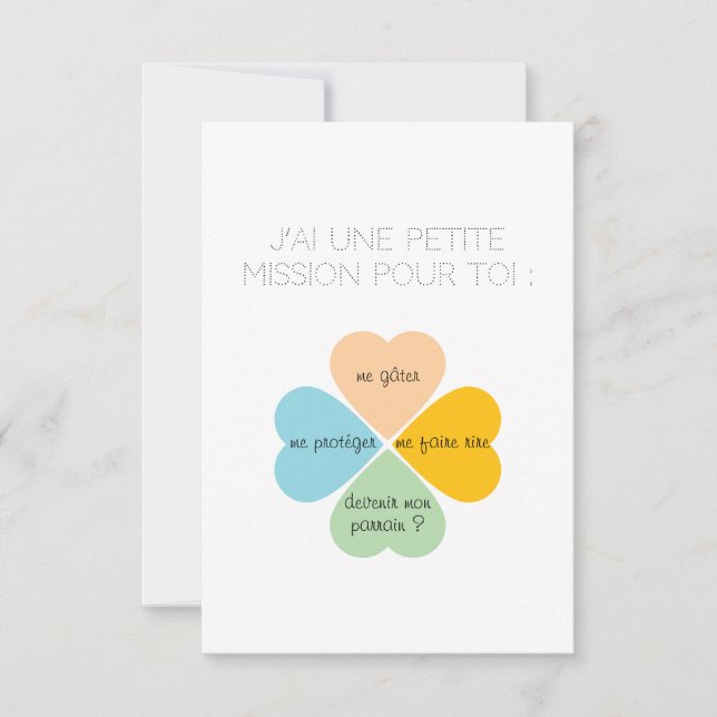 Carte demande de Parrain / Marraine -Trèfles cœurs Tack Kort (Framsida)