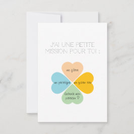 Carte demande de Parrain / Marraine -Trèfles cœurs Tack Kort