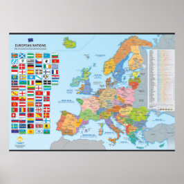 Carte des Nations d'Europe (flerspråkighet) Poster