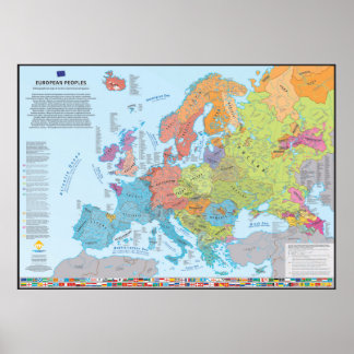 Carte ethnograque des peuples d'Europe Poster