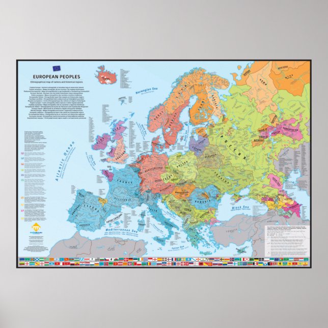 Carte ethnograque des peuples d'Europe Poster (Framsidan)