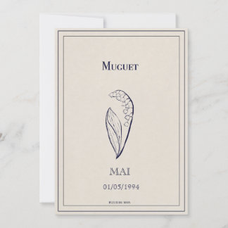 Carte fleur de naissance du mois de mai muguet julkort