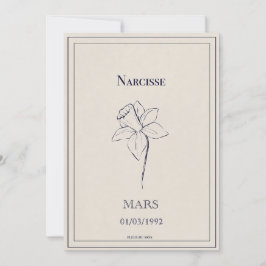Carte fleur de naissance du mois de mars narcisse julkort