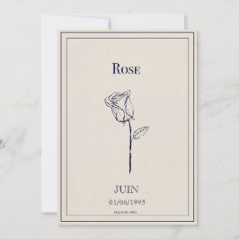 Carte fleur de naissance mois de juin rose julkort