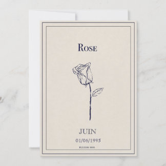 Carte fleur de naissance mois de juin rose julkort