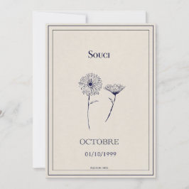 Carte fleur de naissance octobre, soucis julkort