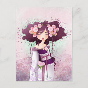 Carte geisha dahlia vykort