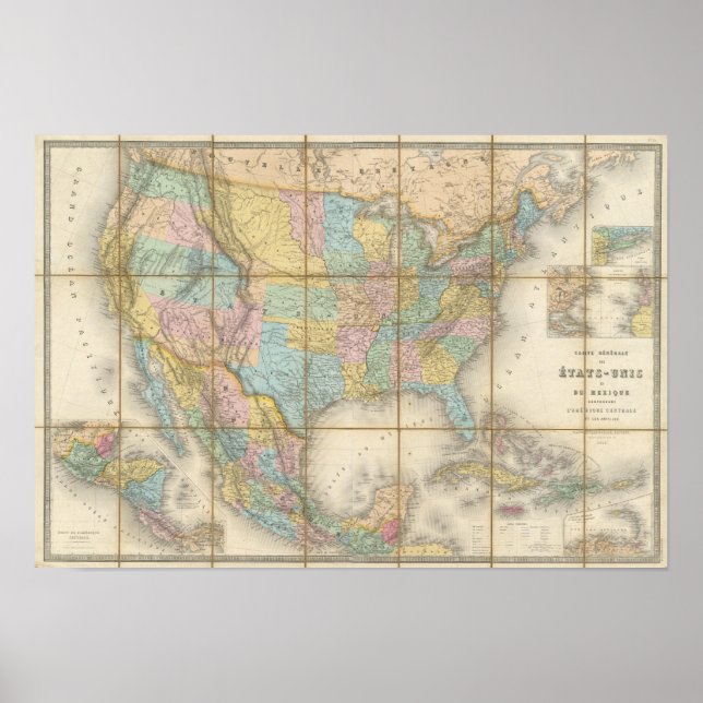 Carte Generale des Etats Poster (Framsidan)