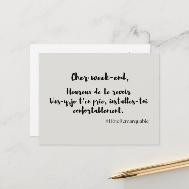 Carte humouristique “CHER WEEK-END“ Vykort (Fram/Back In Situ)