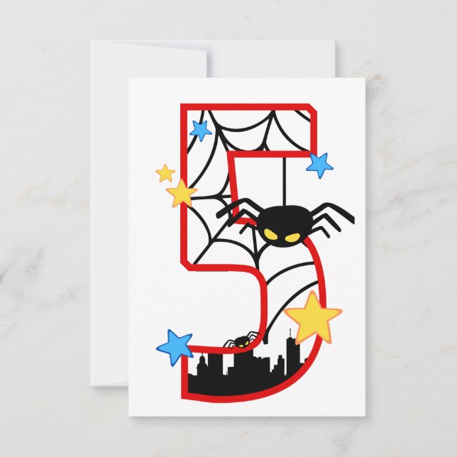 Carte invitation anniversaire 5 ans spider inbjudningar (Framsida)