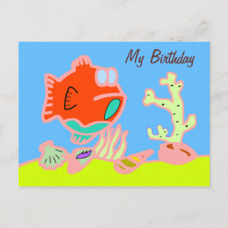Carte invitation d'anniversaire Dessin d'enfant Meddelande Vykort