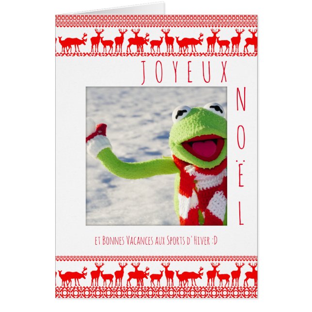 Carte Joyeux Noel boule neige ajouter votre-foto Hälsningskort (Framsidan)