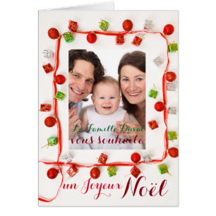 Carte Joyeux Noel Guirlande ajouter votre-foto Hälsningskort