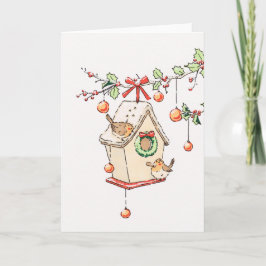 Carte Joyeux Noël rouge-gorge neige Kort