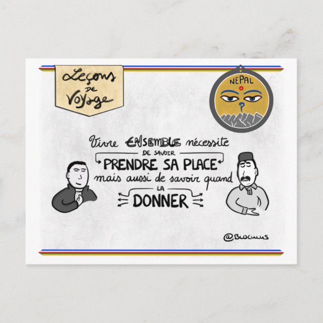 Carte leçons de voyage : Prenez votre juste ställe Vykort (Framsida)