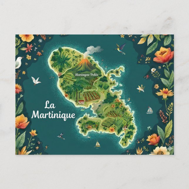 Carte Martinique Illustrée  Helg Vykort (Framsida)