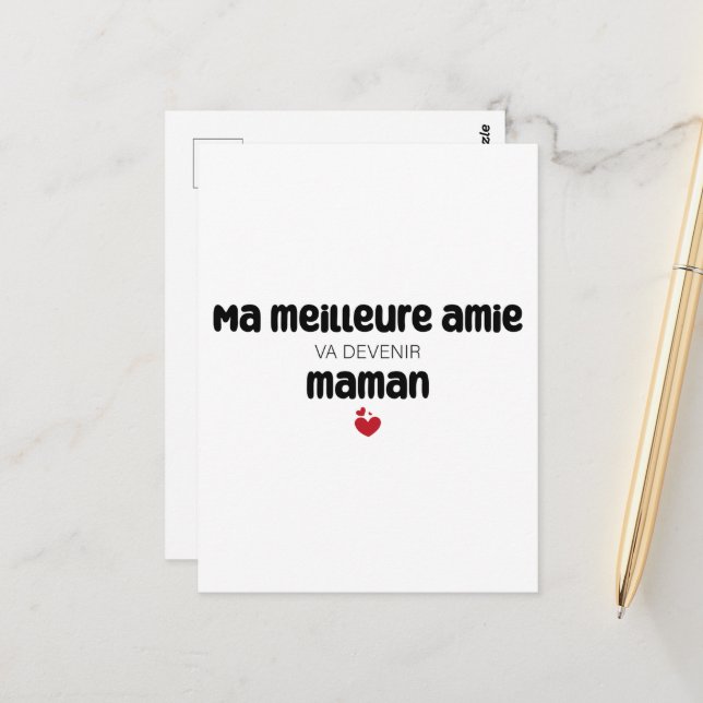 Carte ’Morsa meilleure amie va devenir maman’ Vykort (Fram/Back In Situ)