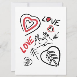 Carte motifs cœurs façon tags kort