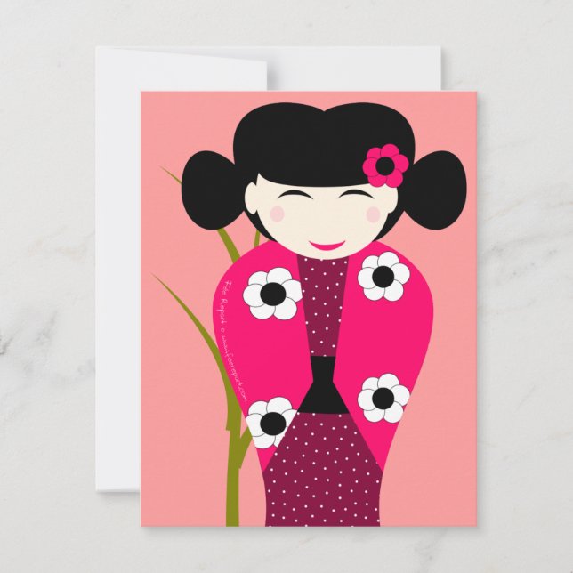 Carte naissance poupée Kokeshi Meddelande (Framsida)