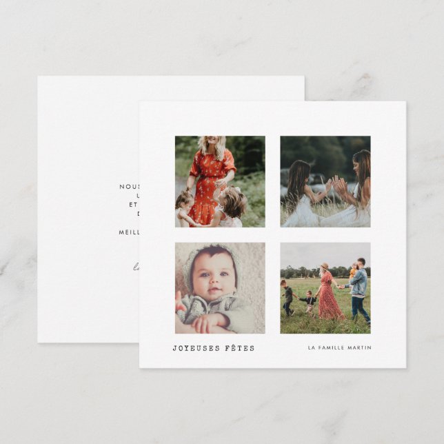 Carte Noël Joyeuses Fêtes Collage 4 foton Julkort (Fram/baksida)