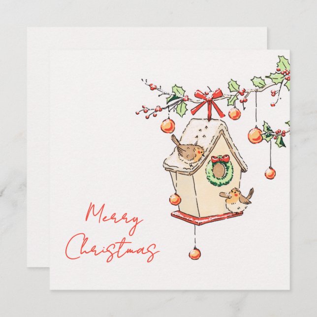 Carte Noël, Robin Chritsmas card Kort (Fram/baksida)