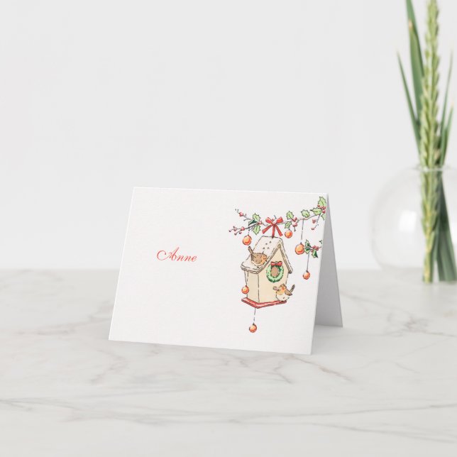 Carte Noël rouge gorge décoration de table Kort (Framsida)